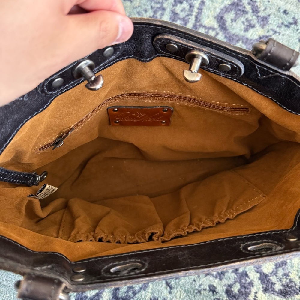 PATRICIA NASH Golden Rustic Collection Forest Arden Floral Leather Tote Bag - Picture 6 of 13